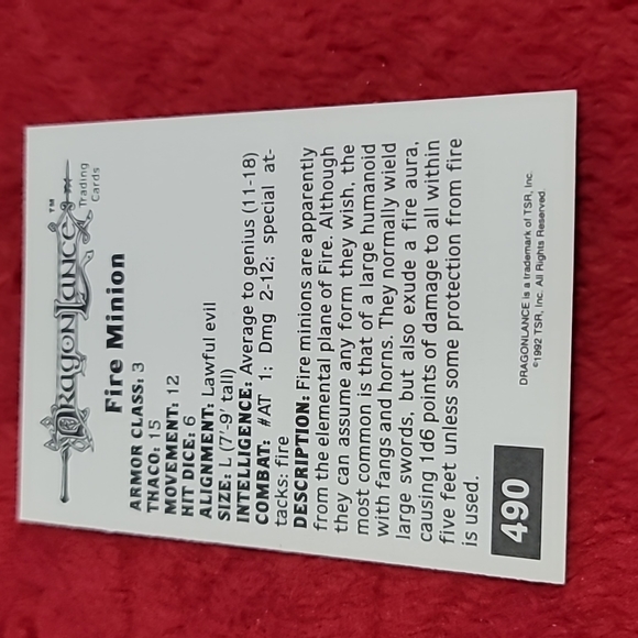 1992 TSR Advanced Dungeons & Dragons Fire Minion #490 - Picture 2 of 2